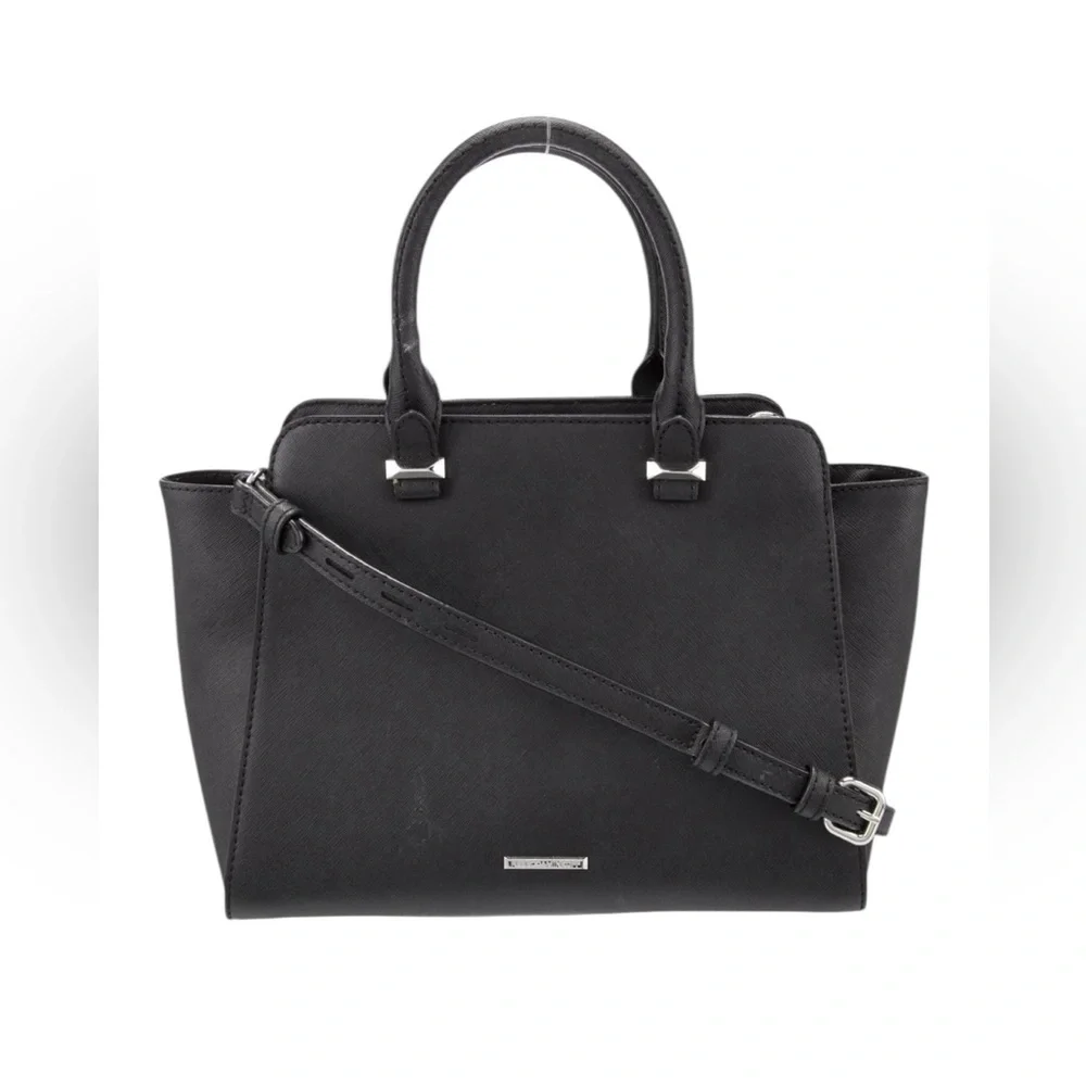 Rebecca Minkoff Black Leather Top Handle Satchel Crossbody EUC